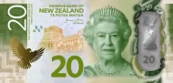 New Zealand 20 Dollar Banknote Front Issued 1999 Accepted For Exchange