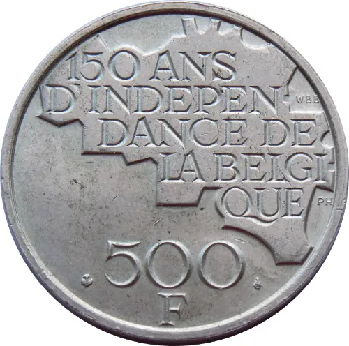 500 Belgian Francs coin (Five Kings) issued 1980 front accepted for exchange
