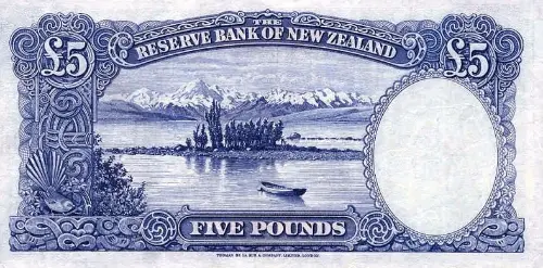 New Zealand 5 Pound Banknote Front Issued 1940 Accepted For Exchange