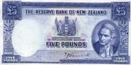 New Zealand 5 Pound Banknote Front Issued 1940 Accepted For Exchange