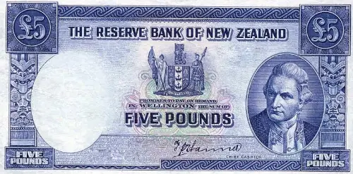 New Zealand 5 Pound Banknote Front Issued 1940 Accepted For Exchange