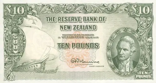 New Zealand 10 Pound Banknote Front Issued 1956 Accepted For Exchange