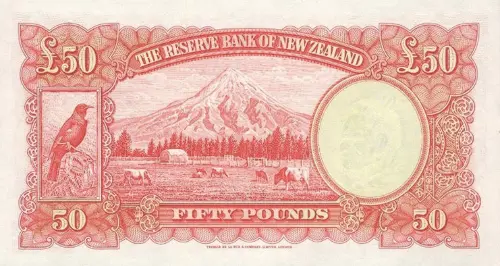 New Zealand 50 Pound Banknote Front Issued 1956 Accepted For Exchange