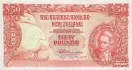 New Zealand 50 Pound Banknote Front Issued 1956 Accepted For Exchange