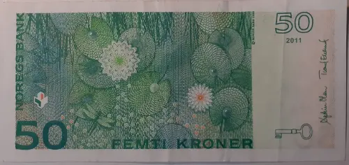 Norwegian 50 Kroner Banknote Front Issued 1996 (Peter Christian Asbjornsen) Front Accepted For Exchange