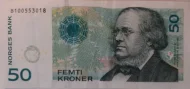 Norwegian 50 Kroner Banknote Front Issued 1996 (Peter Christian Asbjornsen) Front Accepted For Exchange