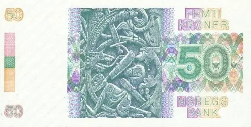 Norwegian 50 Kroner Banknote Front Issued 1987 Accepted For Exchange