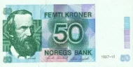 Norwegian 50 Kroner Banknote Front Issued 1987 Accepted For Exchange
