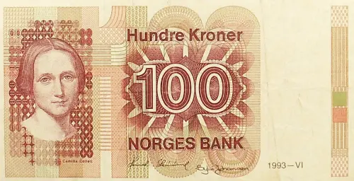 Norwegian 100 Kroner Banknote Front Issued 1993 Accepted For Exchange