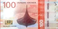 Norwegian 100 Kroner Banknote Front Issued 2016 Accepted For Exchange