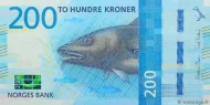 Norwegian 200 Kroner Banknote Front Issued 2016 Accepted For Exchange