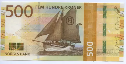 Norwegian 500 Kroner Banknote Front Issued 2018 Accepted For Exchange