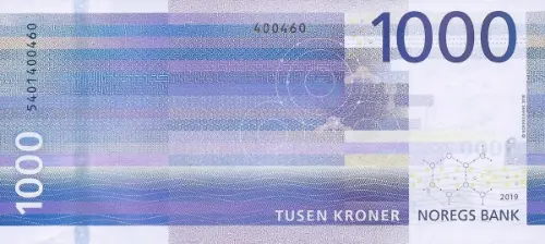 Norwegian 1000 Kroner Banknote Front Issued 2019 Accepted For Exchange