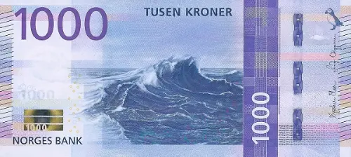 Norwegian 1000 Kroner Banknote Front Issued 2019 Accepted For Exchange