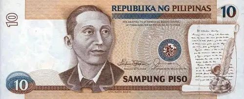 Philippine 10 Piso Banknote Front Issued 1985 Accepted For Exchange