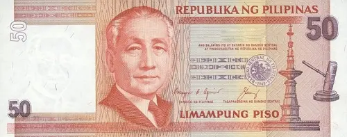 Philippine 50 Piso Banknote Front Issued 1987 Accepted For exchange