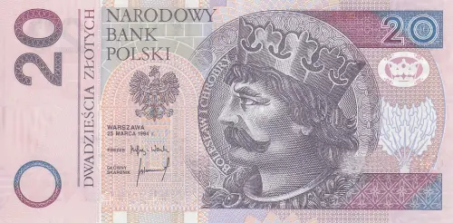 Polish 20 Zloty Banknote Front Issued 1994 Accepted For Exchange