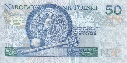 Polish 50 Zloty Banknote Front Issued 1994 Accepted For Exchange