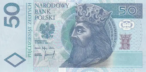 Polish 50 Zloty Banknote Front Issued 1994 Accepted For Exchange