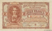 Belgian 2 Franc (Societe Generale) front issued 1915 accepted for exchange