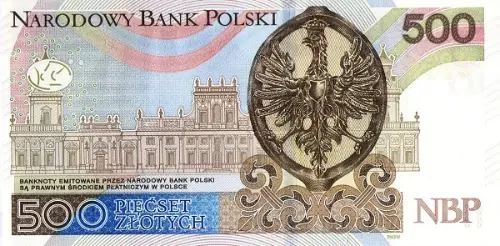 Polish 500 Zloty Banknote Back Issued 2017 Accepted For Exchange