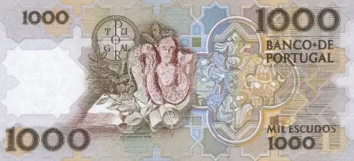 Portuguese 1000 Escudos Banknote Front Issued 1992 Accepted For Exchange