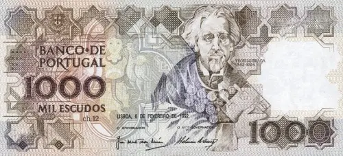 Portuguese 1000 Escudos Banknote Front Issued 1992 Accepted For Exchange
