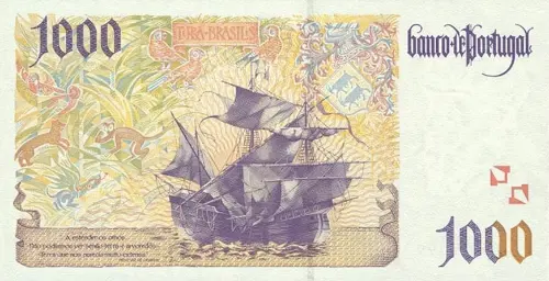 Portuguese 1000 Escudos Banknote Front Issued 1998 Accepted For Exchange