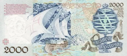 Portuguese 2000 Escudos Banknote Front Issued 1991 Accepted For Exchange