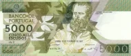 Portuguese 5000 Escudos Banknote Front Issued 1987 Accepted For Exchange