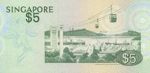 Singapore 5 Dollar Banknote Front Issued 1976 Accepted For Exchange