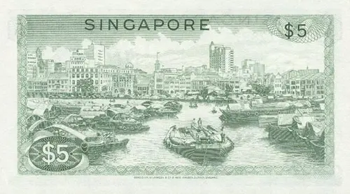 Singapore 5 Dollar Banknote Front Issued 1972 Accepted For Exchange