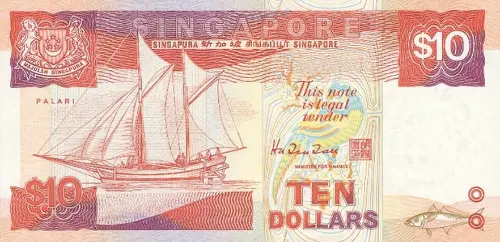 Singapore 10 Dollar Banknote Front Issued 1988 Accepted For Exchange