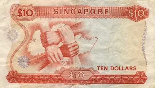 Singapore 10 Dollar Banknote Front Issued 1967 Accepted For Exchange