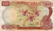 Singapore 10 Dollar Banknote Front Issued 1967 Accepted For Exchange