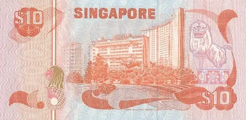 Singapore 10 Dollar Banknote Front Issued 1976 Accepted For Exchange