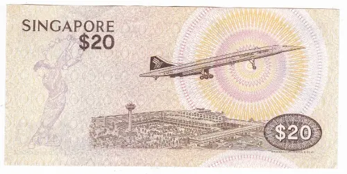 Singapore 20 Dollar Banknote Front Issued 1979 Accepted For Exchange