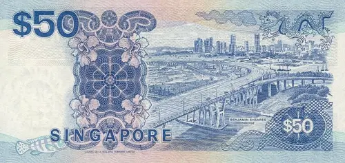 Singapore 50 Dollar Banknote Front Issued 1987 Accepted For Exchange