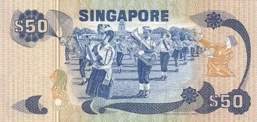 Singapore 50 Dollar Banknote Front Issued 1976 Accepted For Exchange