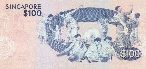 Singapore 100 Dollar Banknote Front Issued 1977 Accepted For Exchange