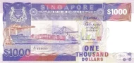 Singapore 1000 Dollar Banknote Front Issued 1984 Accepted For Exchange