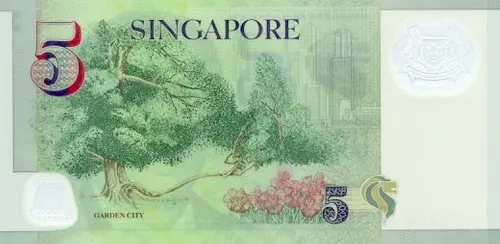Singapore 5 Dollar Banknote Front Issued 2007 Accepted For Exchange