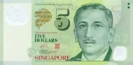 Singapore 5 Dollar Banknote Front Issued 2007 Accepted For Exchange