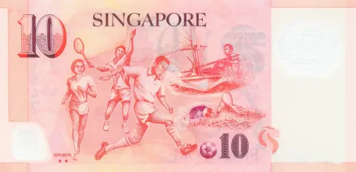 Singapore 10 Dollar Banknote Front Issued 2013 Accepted For Exchange