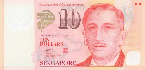 Singapore 10 Dollar Banknote Front Issued 2013 Accepted For Exchange