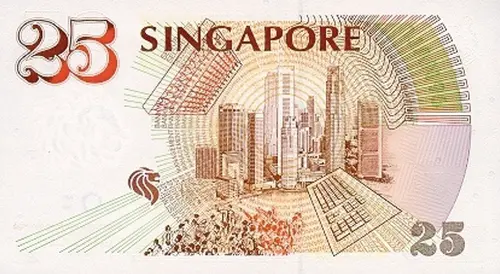 Singapore 25 Dollar Banknote Front Issued 1996 Accepted For Exchange