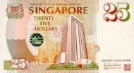 Singapore 25 Dollar Banknote Front Issued 1996 Accepted For Exchange
