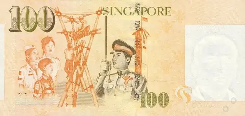Singapore 100 Dollar Banknote Front Issued 1999 Accepted For Exchange