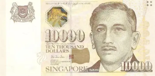 Singapore 10000 Dollar Banknote Front Issued 1999 Accepted For Exchange