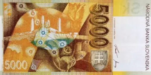 Slovakian 5000 Koruna Banknote Front Issued 1995 Accepted For Exchange